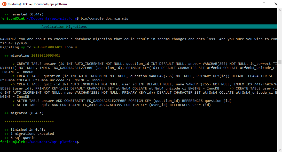 bin/console doctrine:migrations:migrate