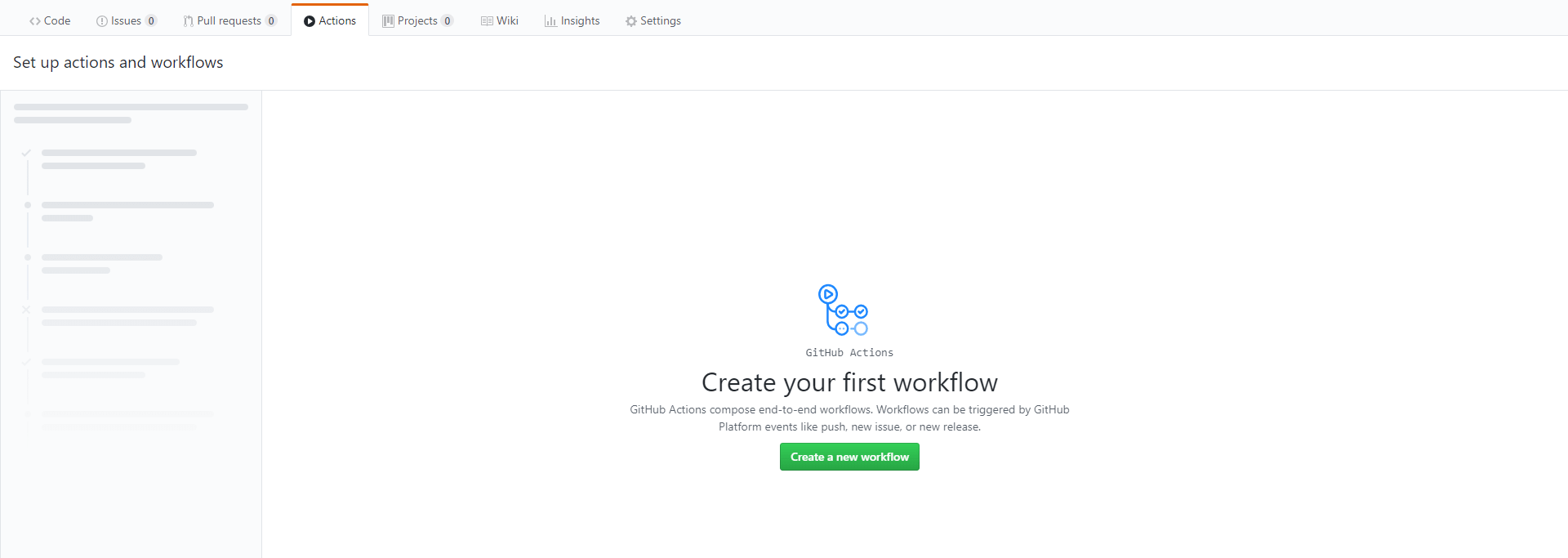 Github Actions tab