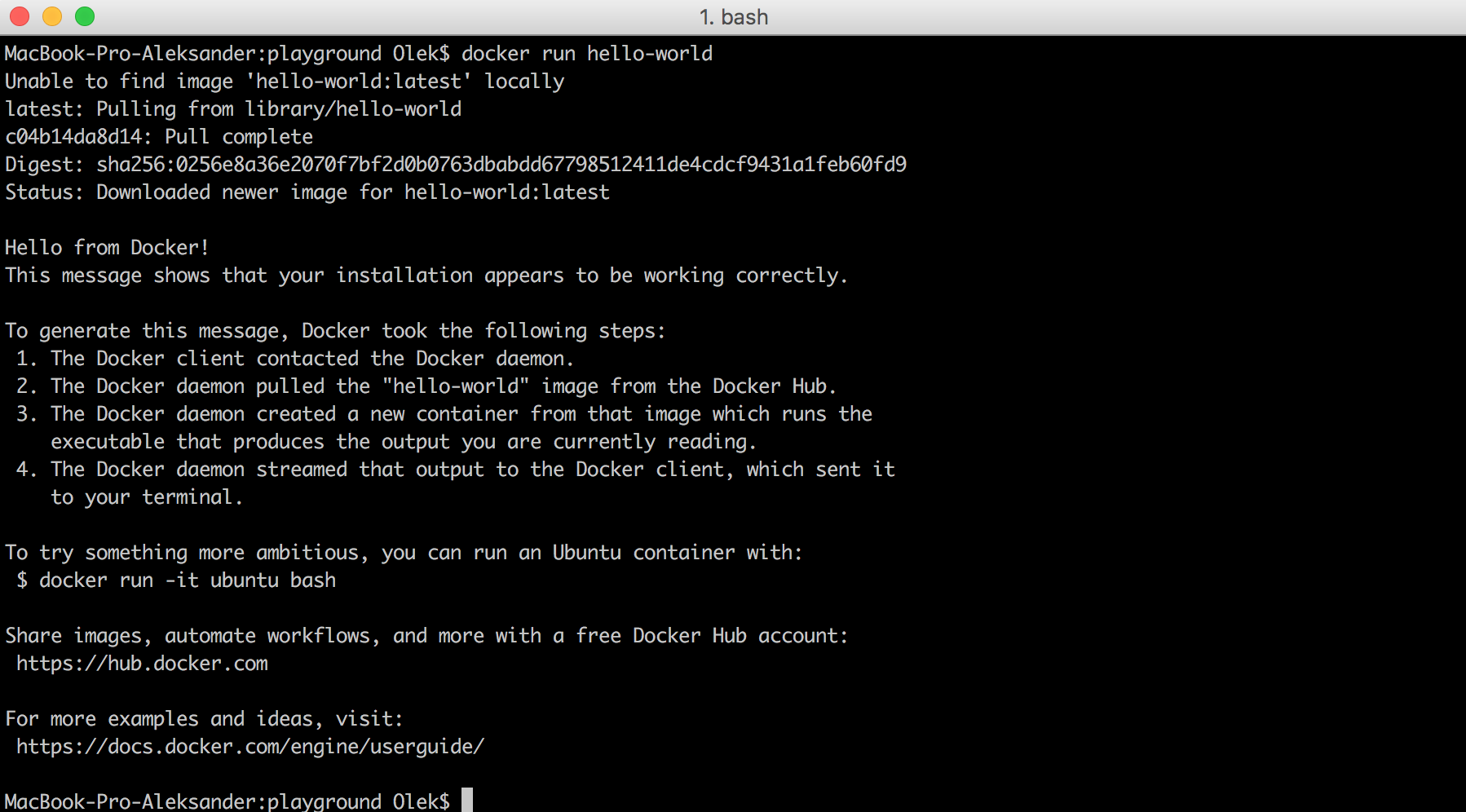 docker run hello-world